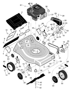Mower Housing Assembly Diagram and Parts List for 21515X66A 1996 Briggs and Stratton Lawn Mower